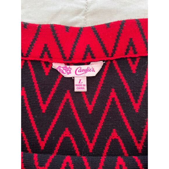 Candie’s Red and Black Zig Zag Stripe Skater Skirt - Picture 3 of 7